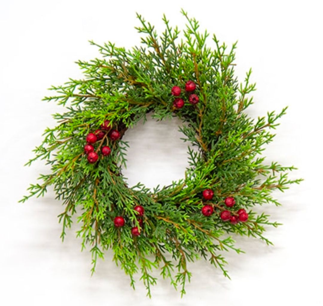 4" Red Berry &amp; Cedar Candle Ring