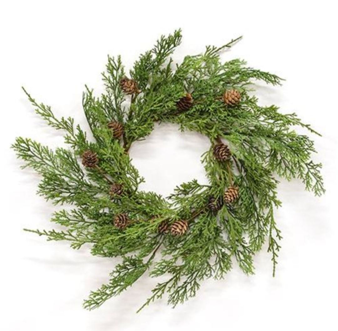 6-1/2" Western Cedar &amp; Pinecone Candle Ring