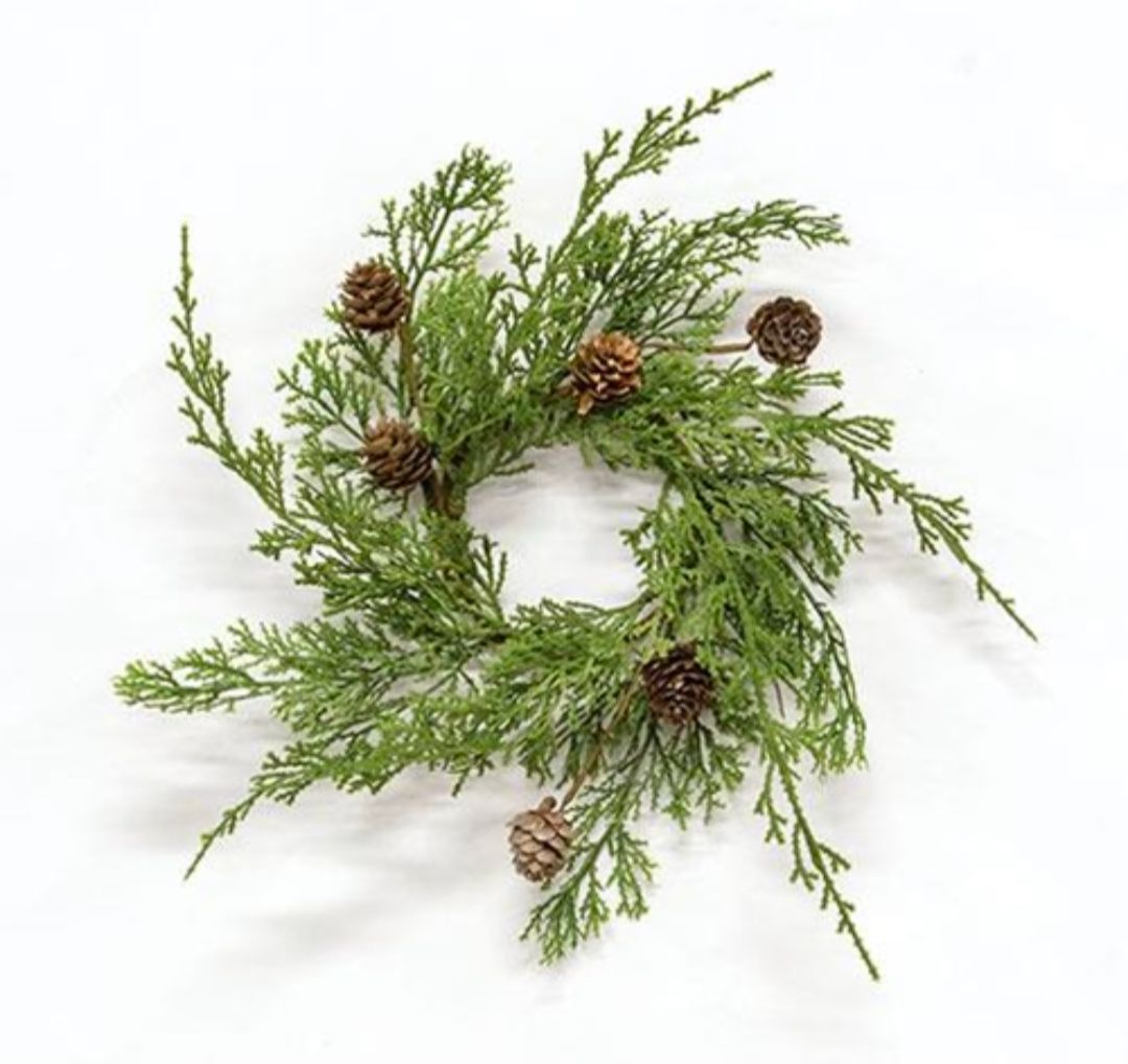 3-1/2" Western Cedar &amp; Pinecone Candle Ring