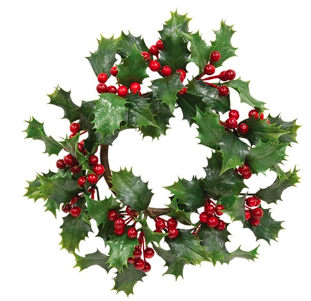 2-1/2" Nostalgic Holly &amp; Berries Candle Ring