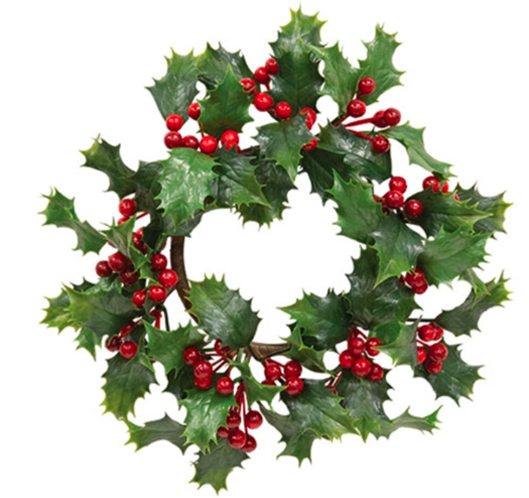 3-1/2" Nostalgic Holly &amp; Berries Candle Ring