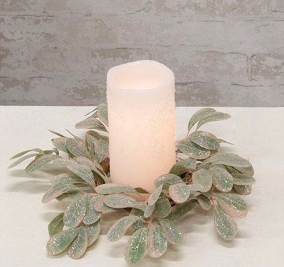 3-1/2" Sparkle Holiday Mistletoe Candle Ring