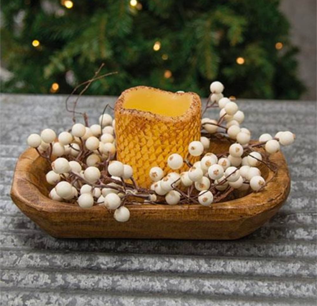 3-1/2" White Snowberry &amp; Twig Candle Ring