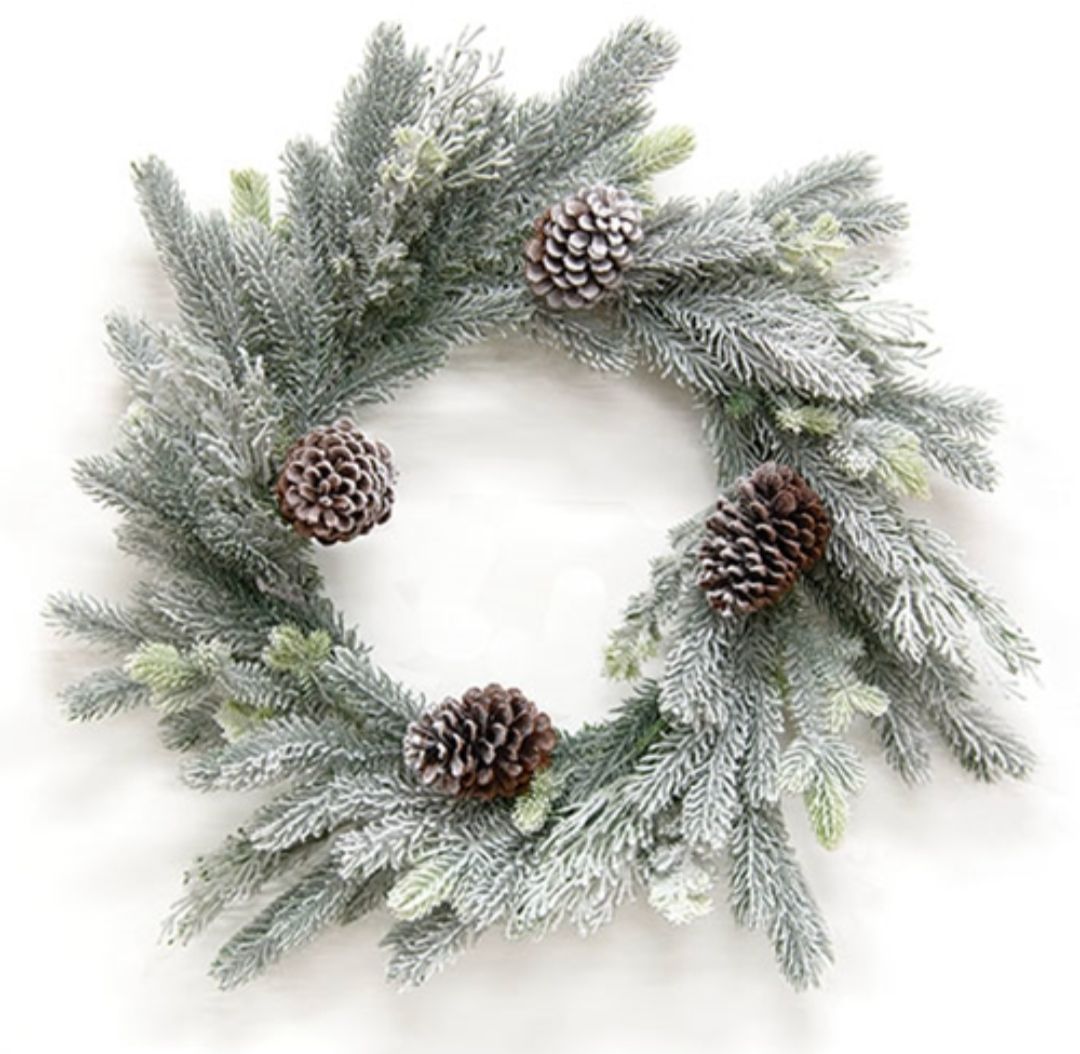 24" Flocked Woodland Pine Wreath