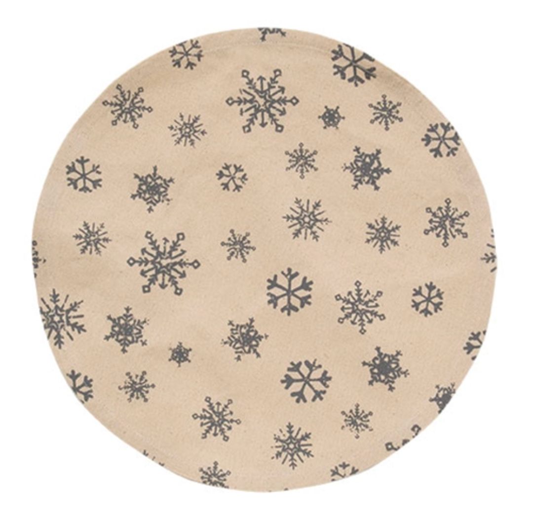 13" Allover Snowflake Gray Round Table Mat