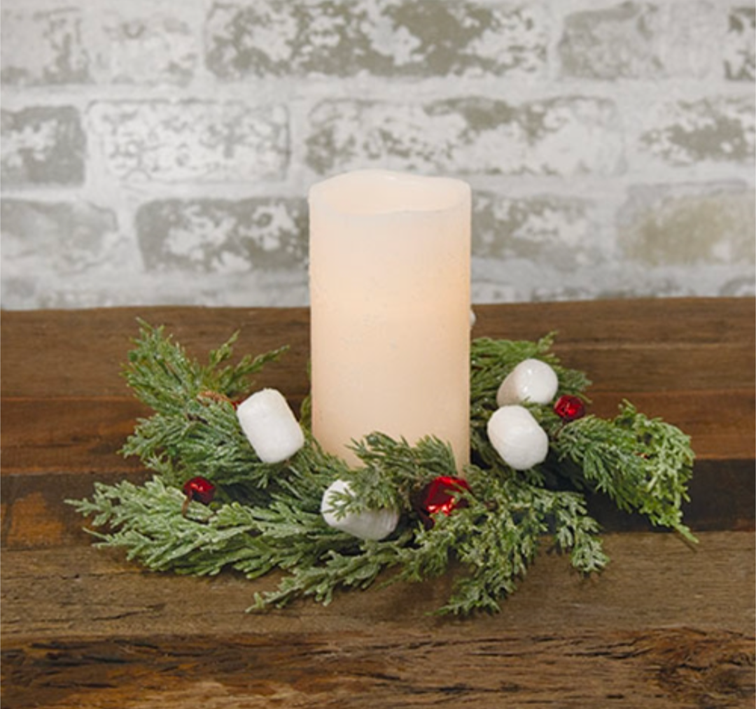 3-1/2" Sparkle Marshmallow &amp; Pine Candle Ring