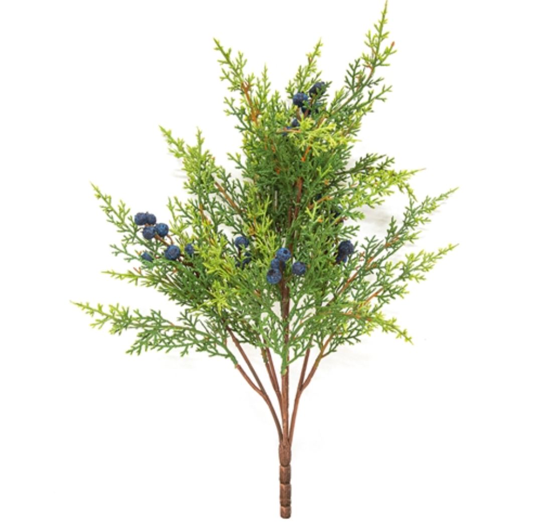 17" Blue Berry &amp; Cedar Floral Pick