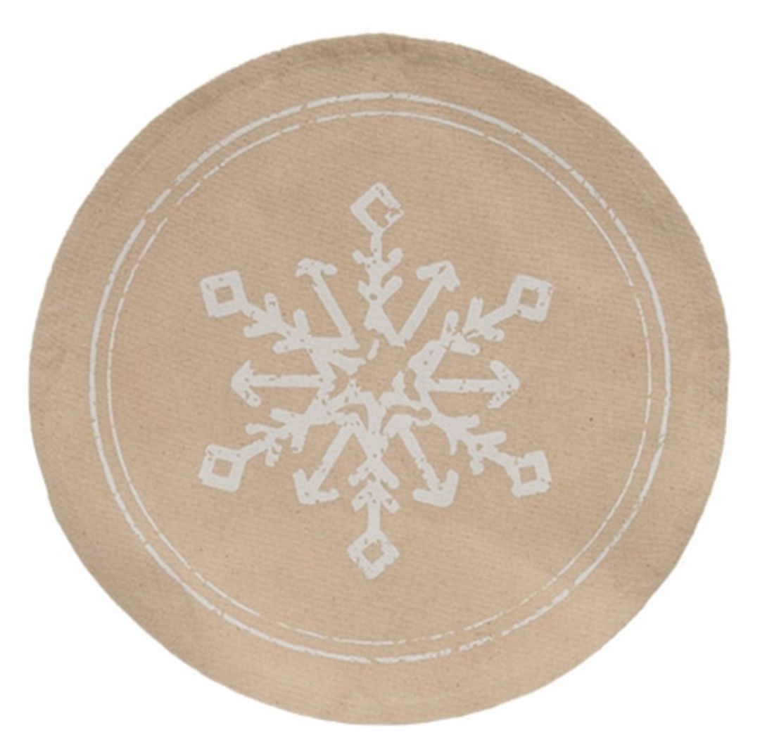 13" Snowflake Natural Round Table Mat