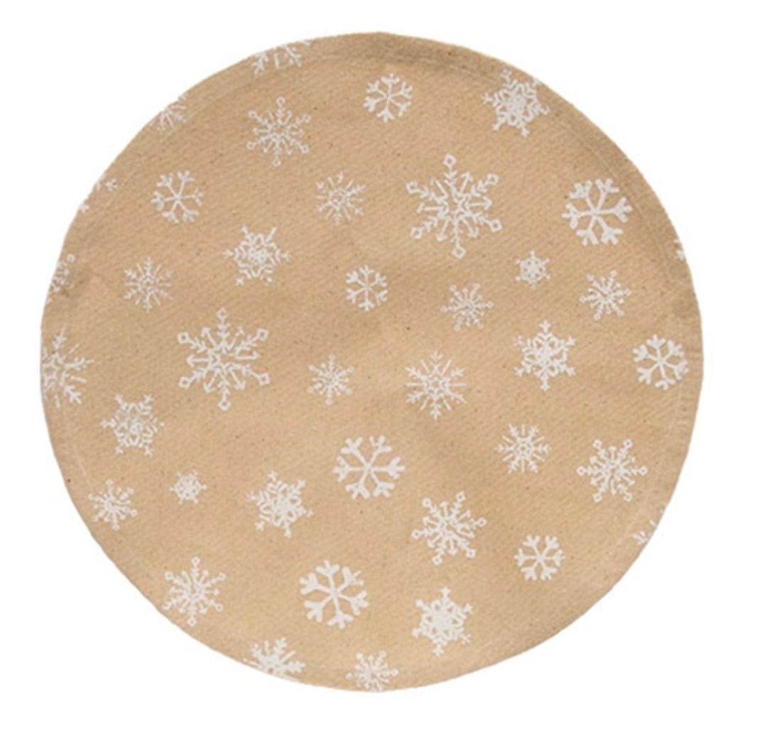 13" Allover Snowflake Natural Round Table Mat