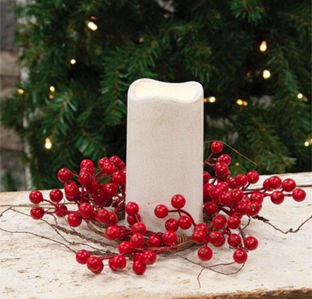 3-1/2" Red Ash Berry &amp; Twig Candle Ring