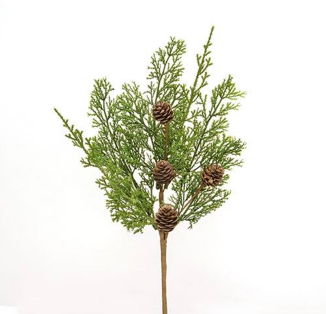 14" Western Cedar &amp; Pinecone Floral Pick