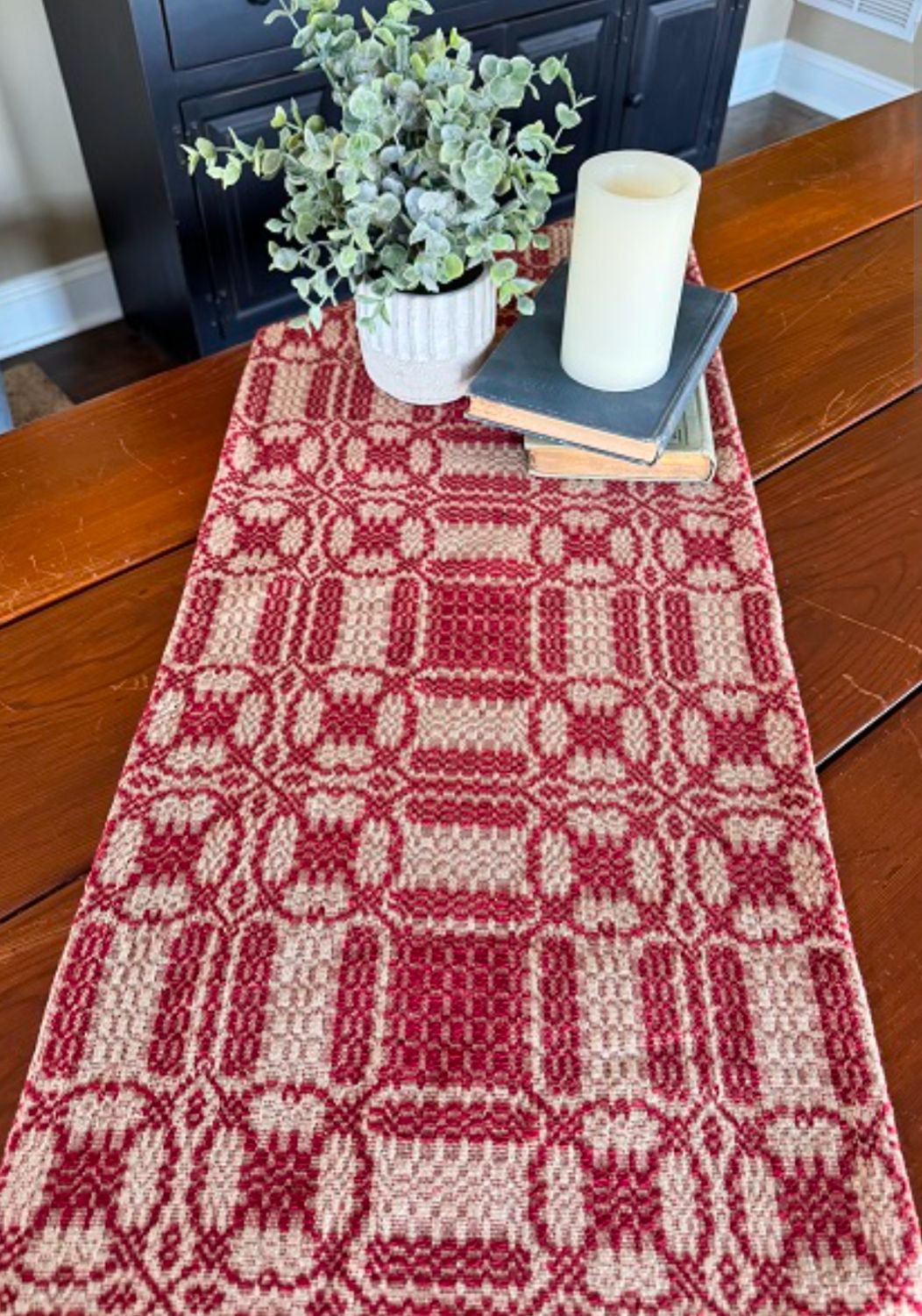 56" Cambridge Red &amp; Tan Long Table Runner