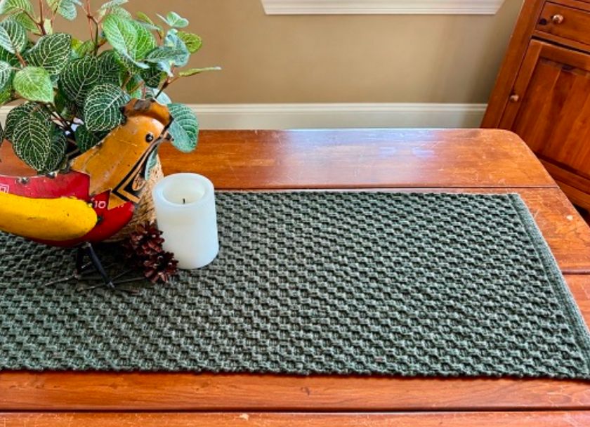 56" Cottage Weave Forest Green Long Table Runner