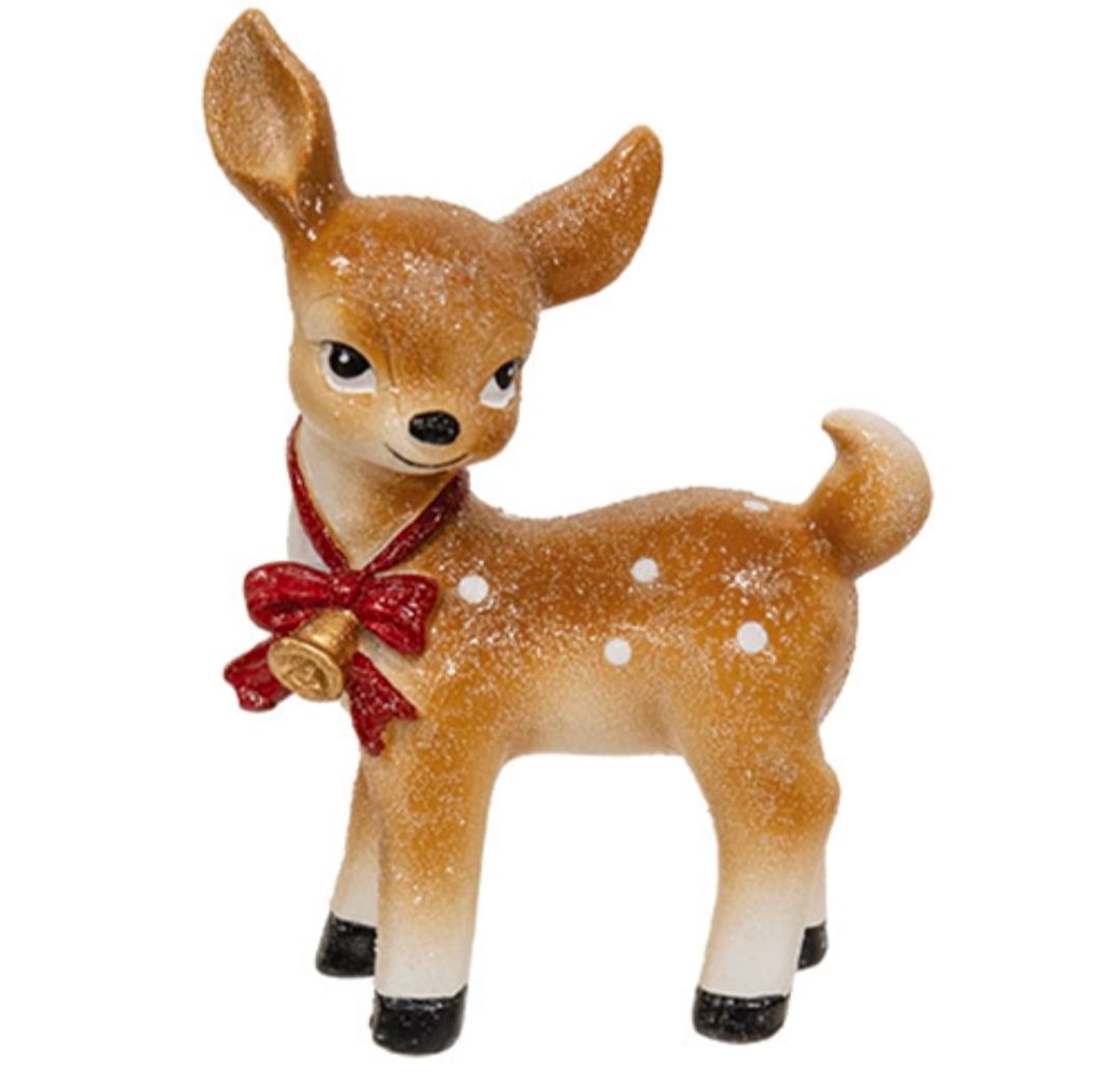 4-1/2" Brown Glittered Resin Reindeer