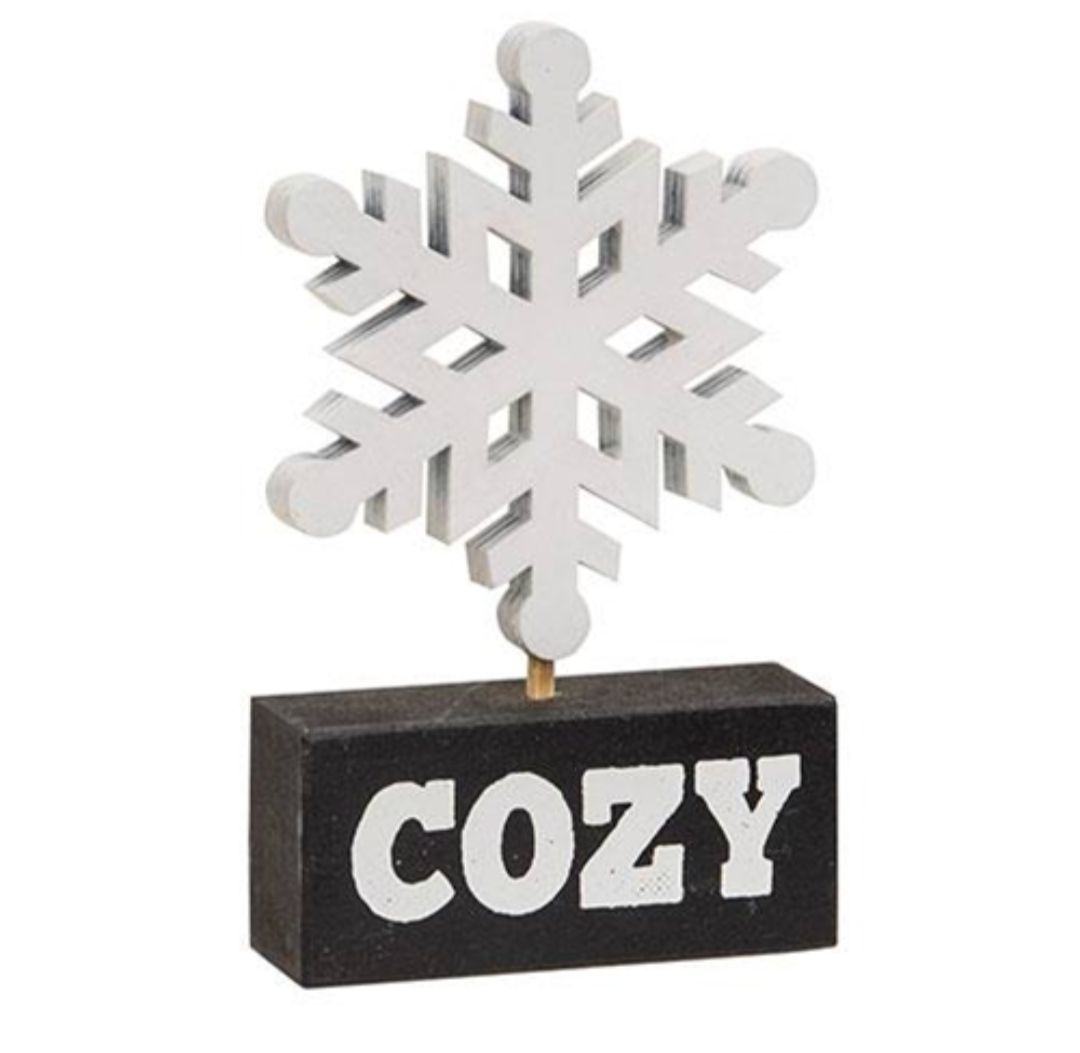 Wooden Snowflake on "Cozy" Base