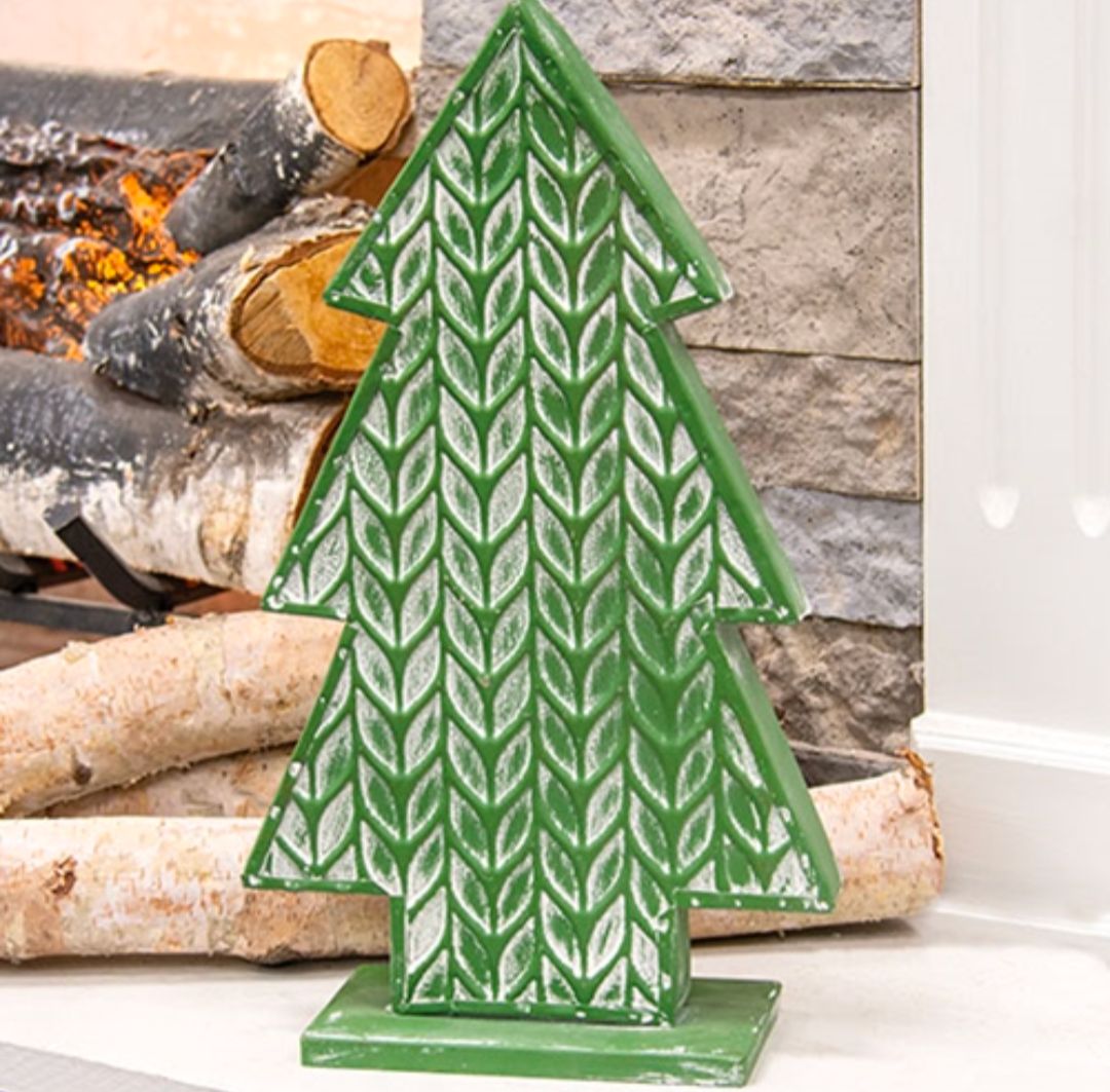 Laurel Embossed Distressed Metal Christmas Tree