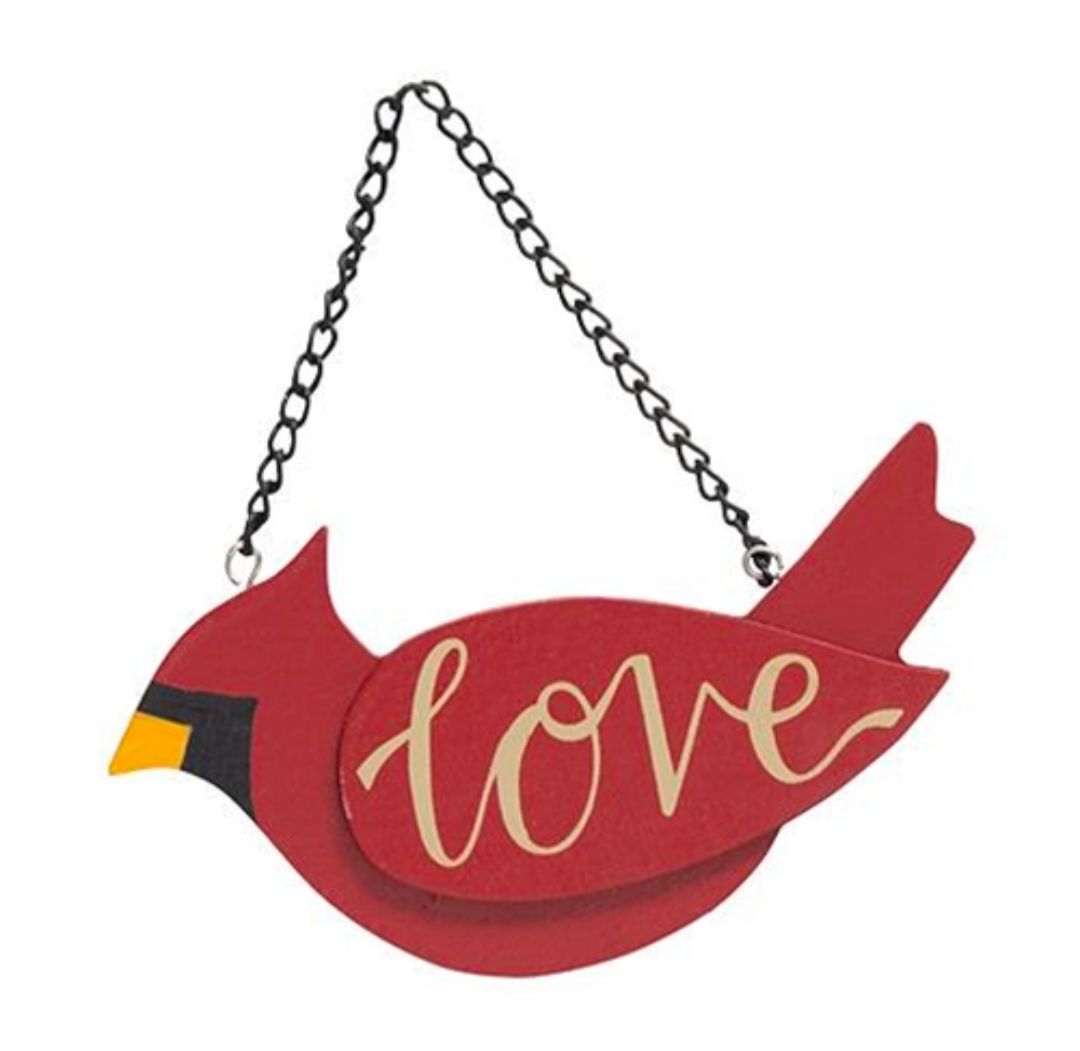 Love Wooden Cardinal Ornament