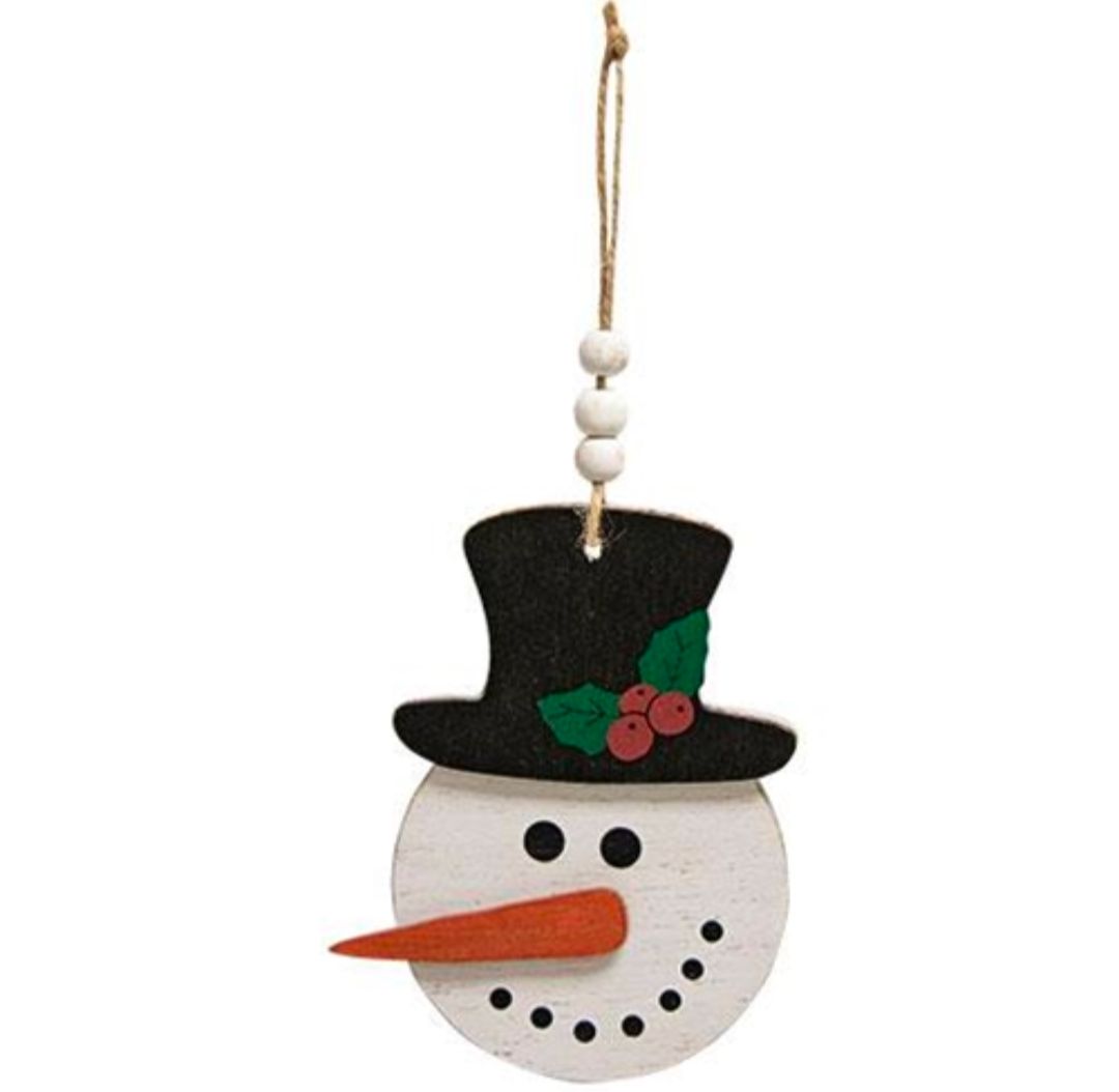 Happy Beaded Snowman Top Hat Ornament