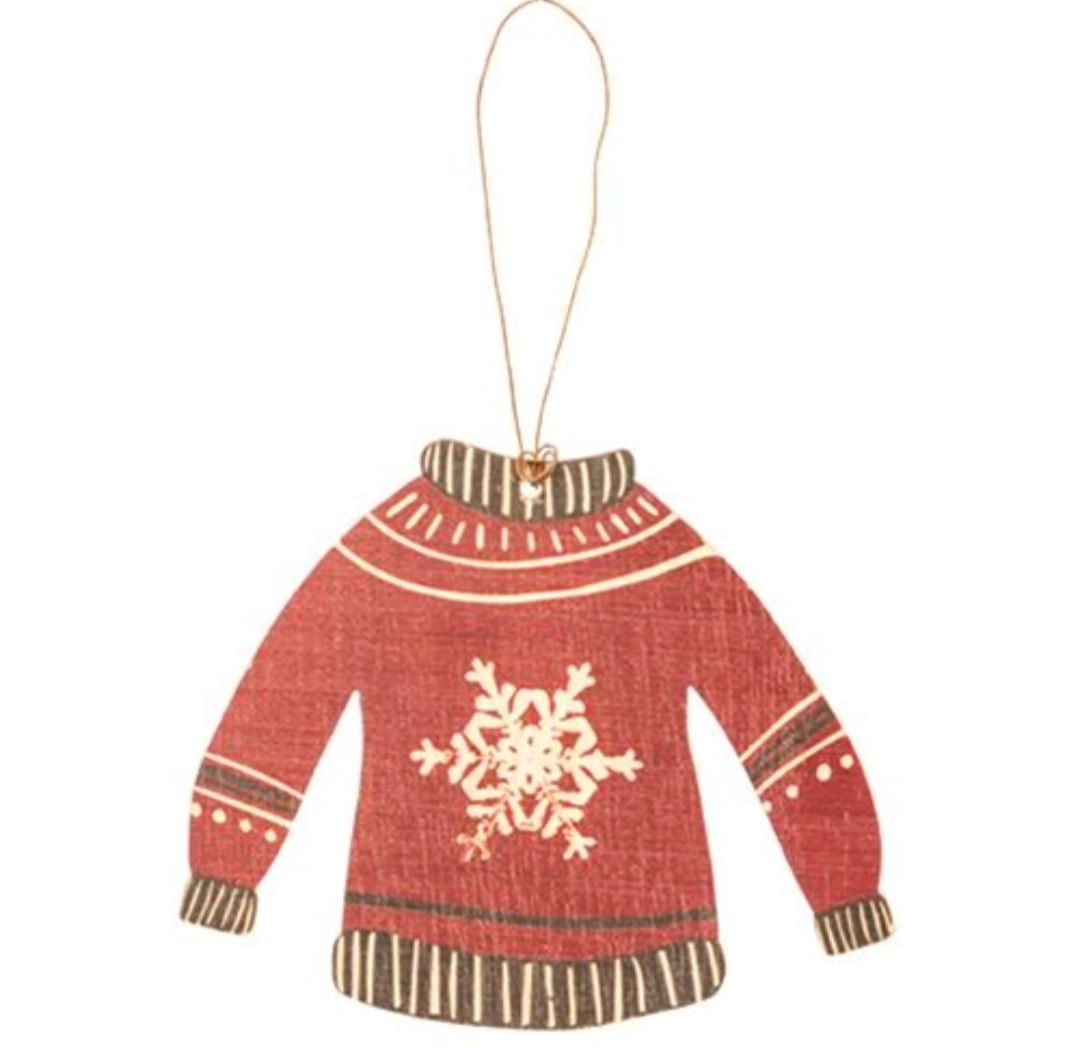 Snowflake Christmas Sweater Wooden Ornament
