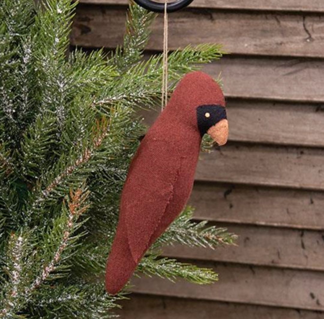 Stuffed Primitive Cardinal Ornament