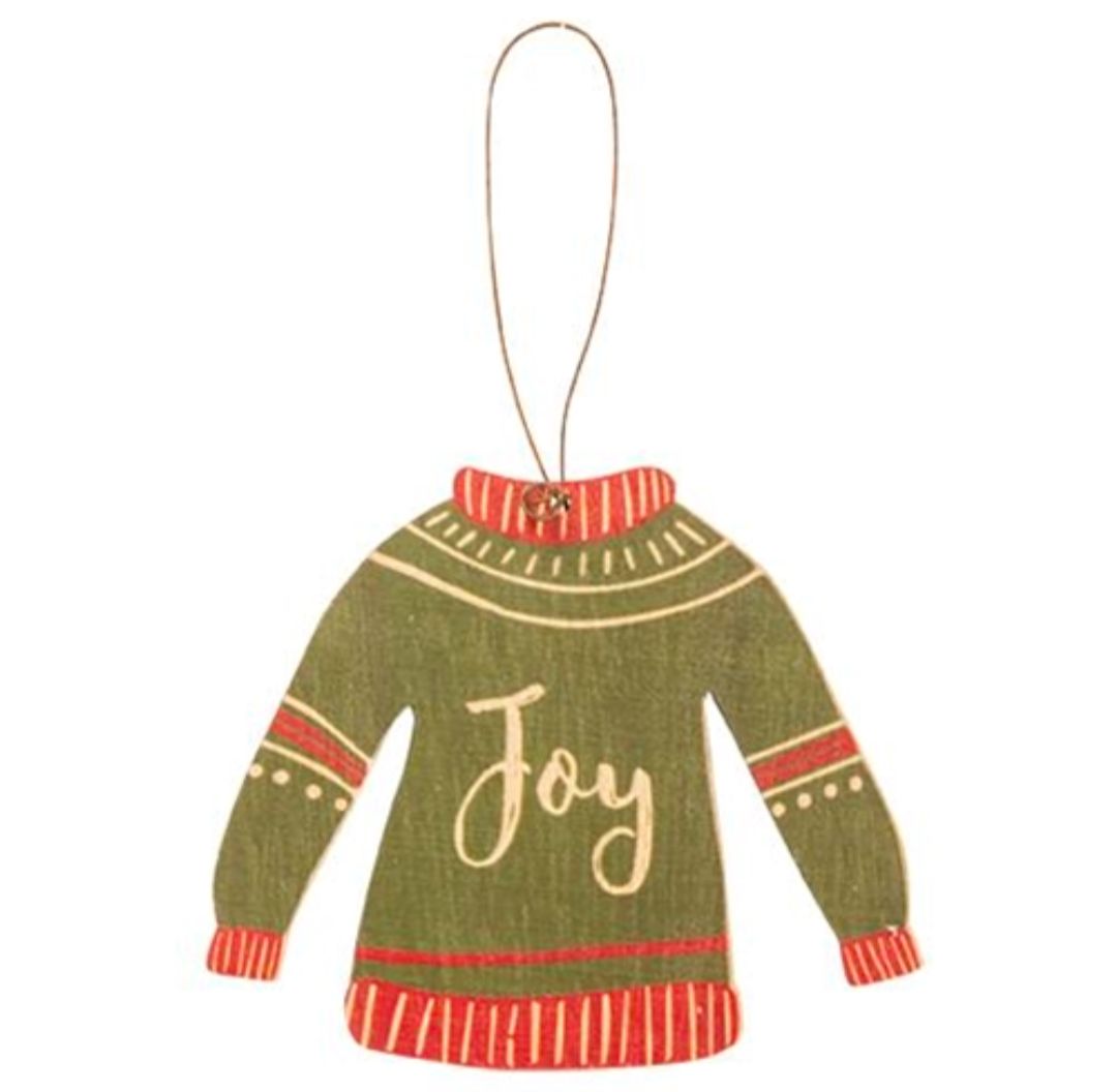 Joy Christmas Sweater Wooden Ornament