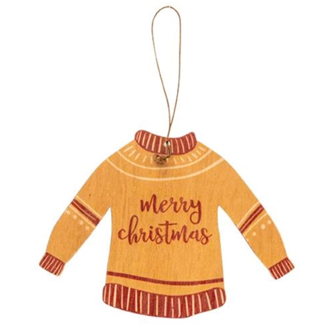 Merry Christmas Christmas Sweater Wooden Ornament