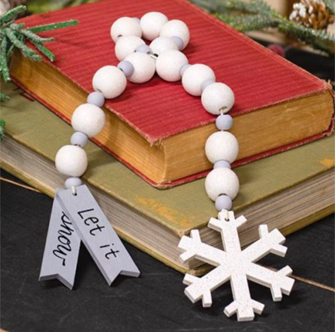 Let It Snow &amp; Snowflake Beaded Ornament