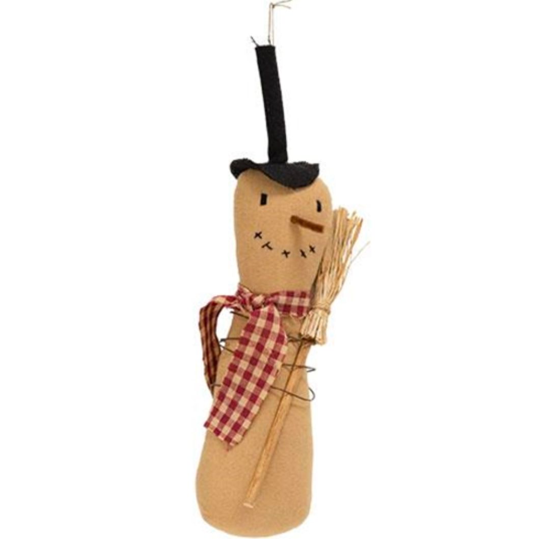 Primitive Snowman with Check Scarf Hanger