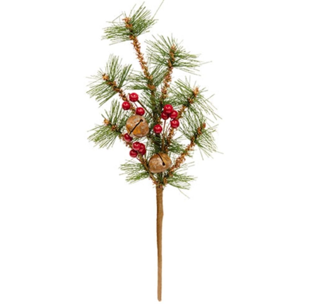 14" Jingle Brush Pine &amp; Berries Floral Pick