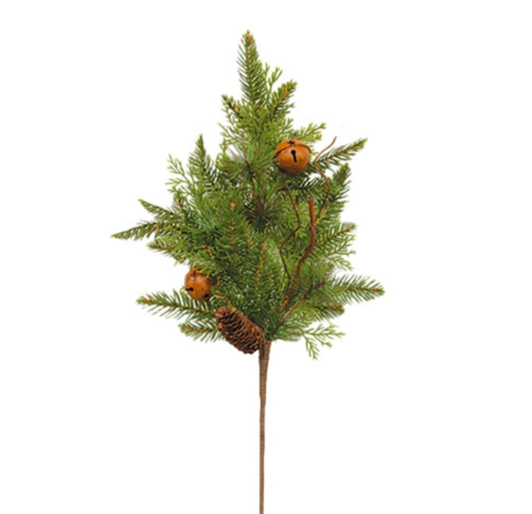 29" Rustic Cedar &amp; Pine Bell Floral Pick