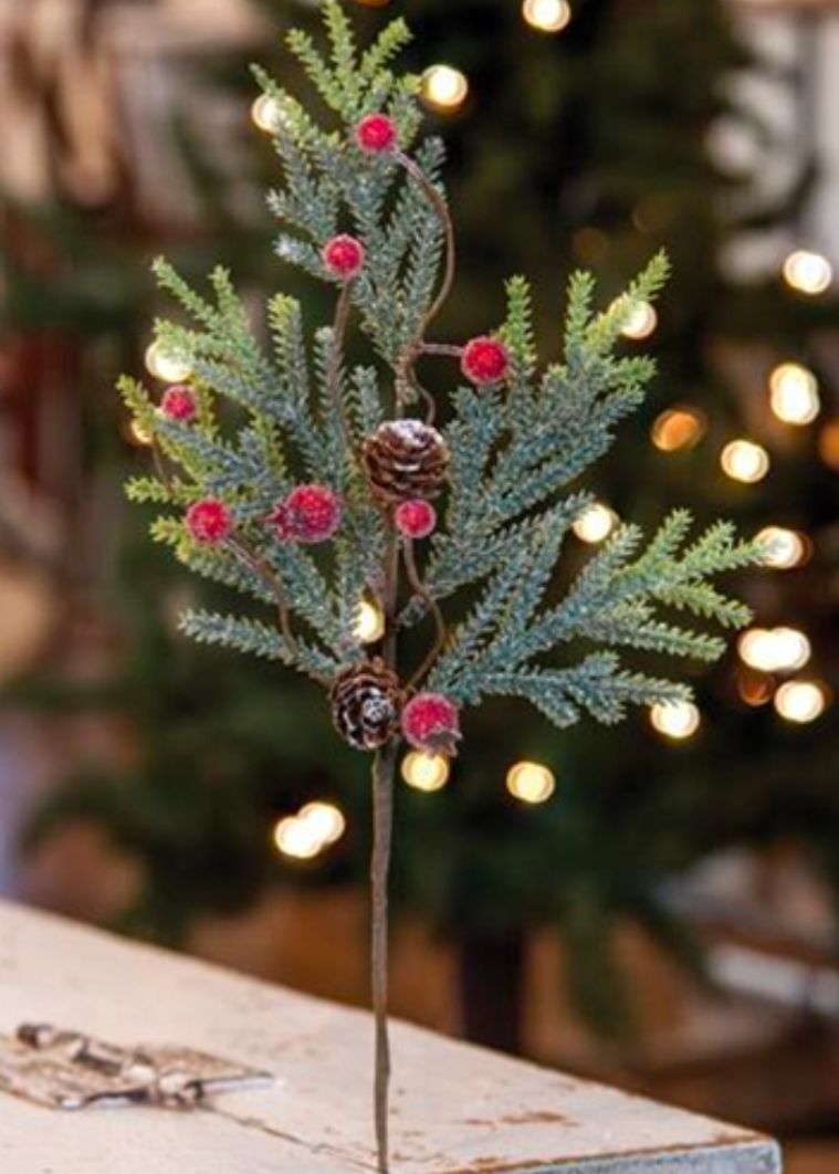 14" Mountain Pine with Berries Floral Pick