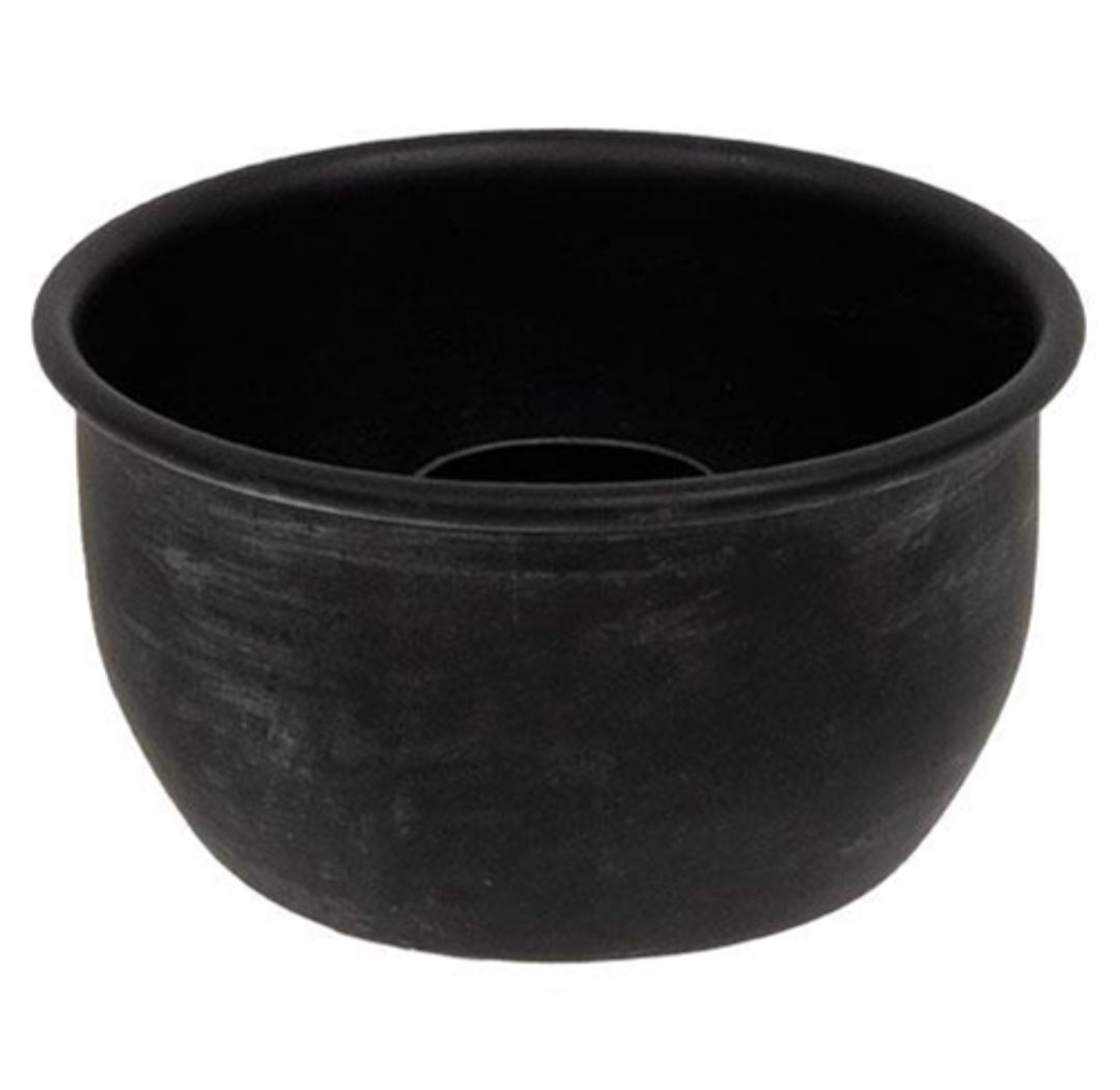 Old Black Metal Taper Candle Holder Bowl