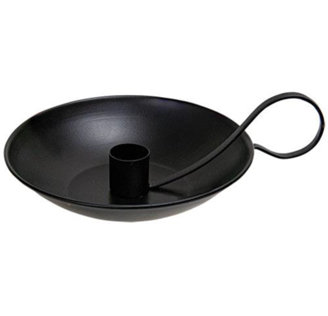 Colonial Taper Holder with Handle, Black