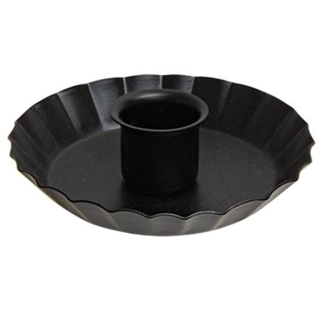 Black Metal Fluted Taper Candle Holder