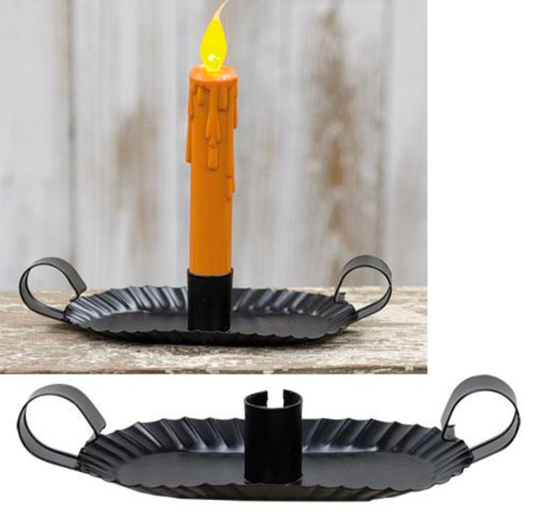 Black Oval Taper Candle Holder