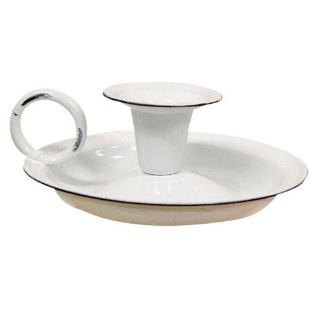 Enamel Taper Candle Holder Plate