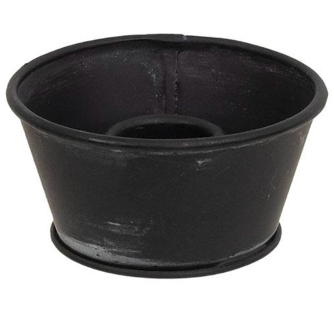Old Black Metal Taper Candle Holder Cup
