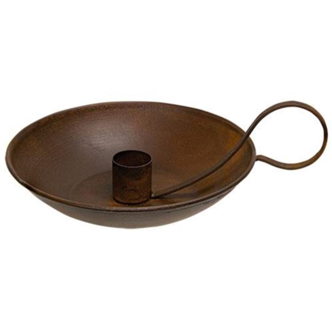 Colonial Taper Holder with Handle, Rusty