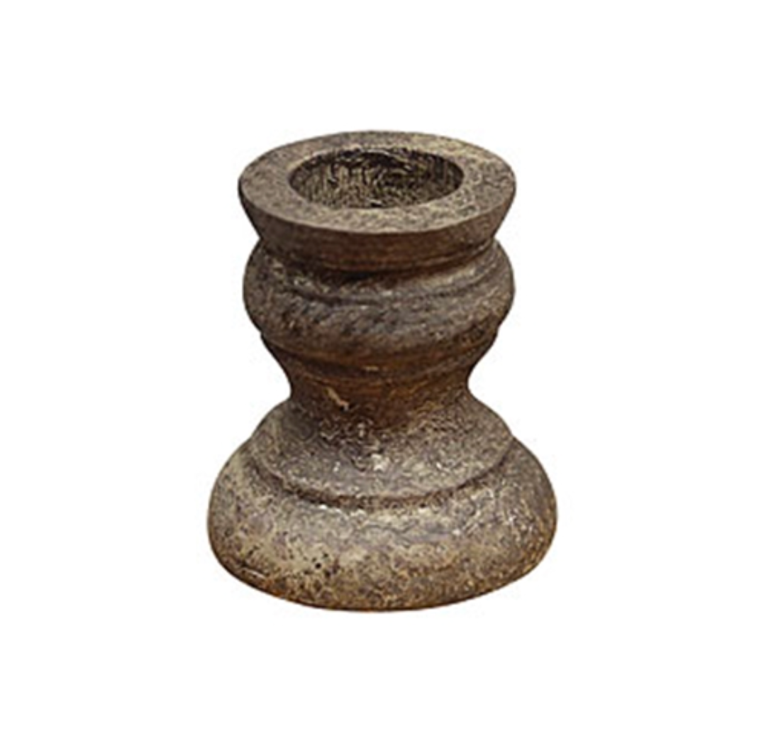 Aged Wood Antique White Taper Candle Cup