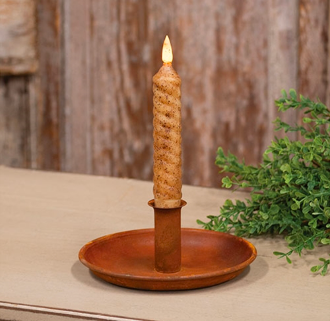 Rusty Metal Taper Candle Holder Pan