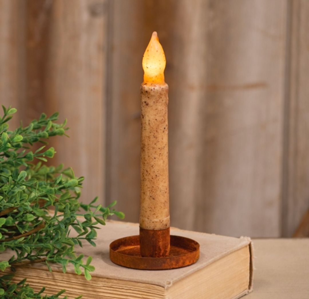 Rusty Metal Round Taper Candle Holder