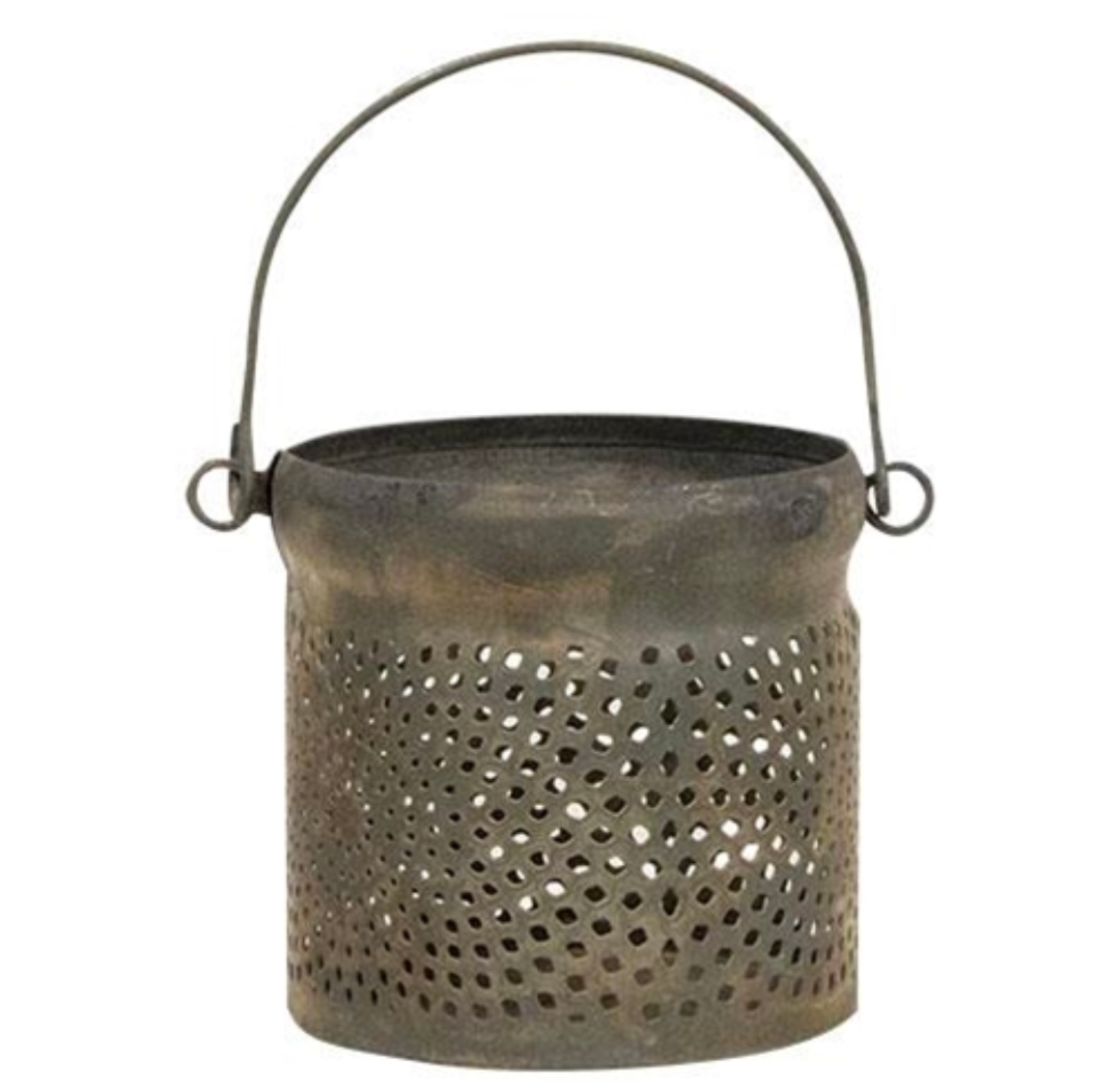 Antiqued Gray Can Lantern
