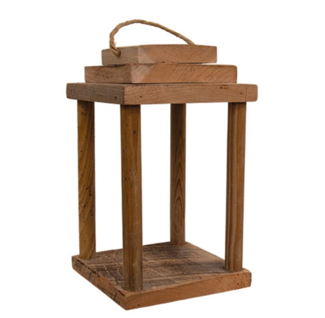 Natural Wood Open Air Lantern