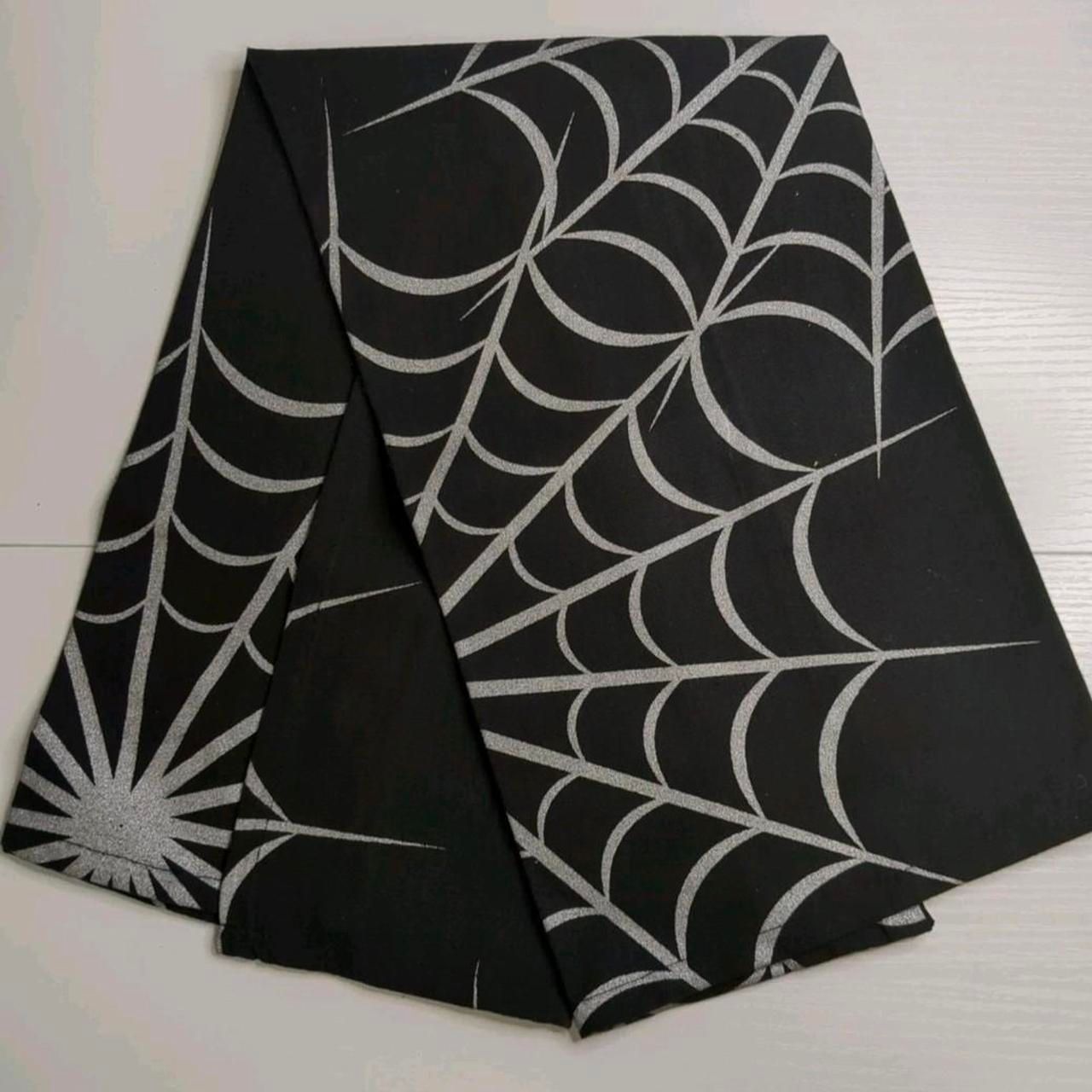 Black &amp; silver spiderweb print kitchen towel