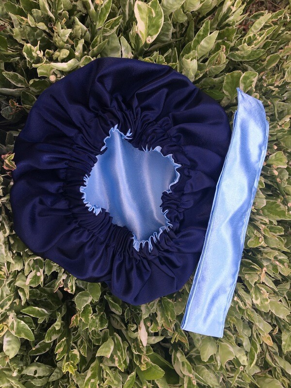 Solid Colour Reversible Satin Bonnets With Edge Scarf
