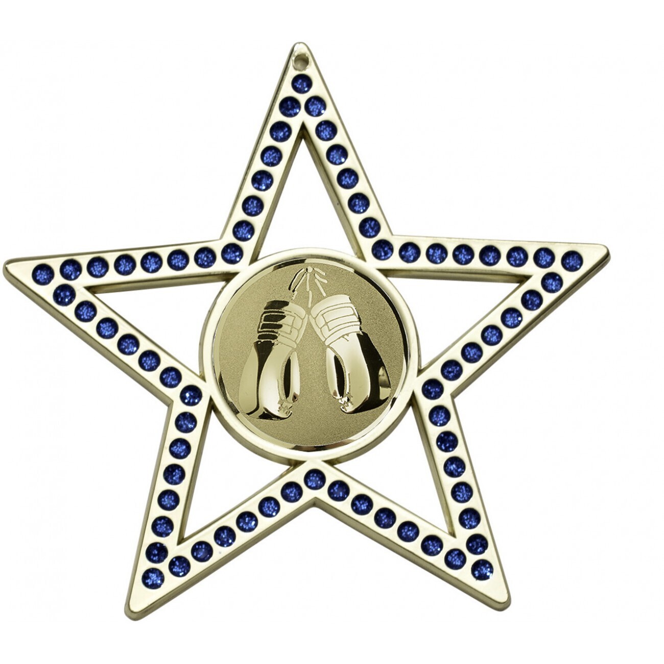 75mm Blue Boxing Star Medal Gold