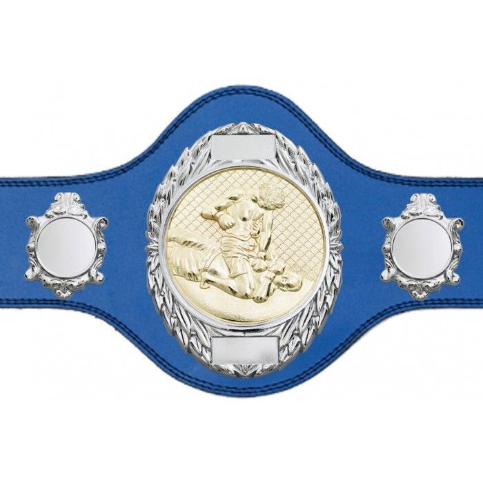 MMA Championship Belt Blue FULLY ENGRAVED (Printed side Logos FREE)