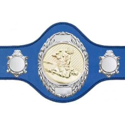 MMA Championship Belt Blue FULLY ENGRAVED (Printed side Logos FREE)