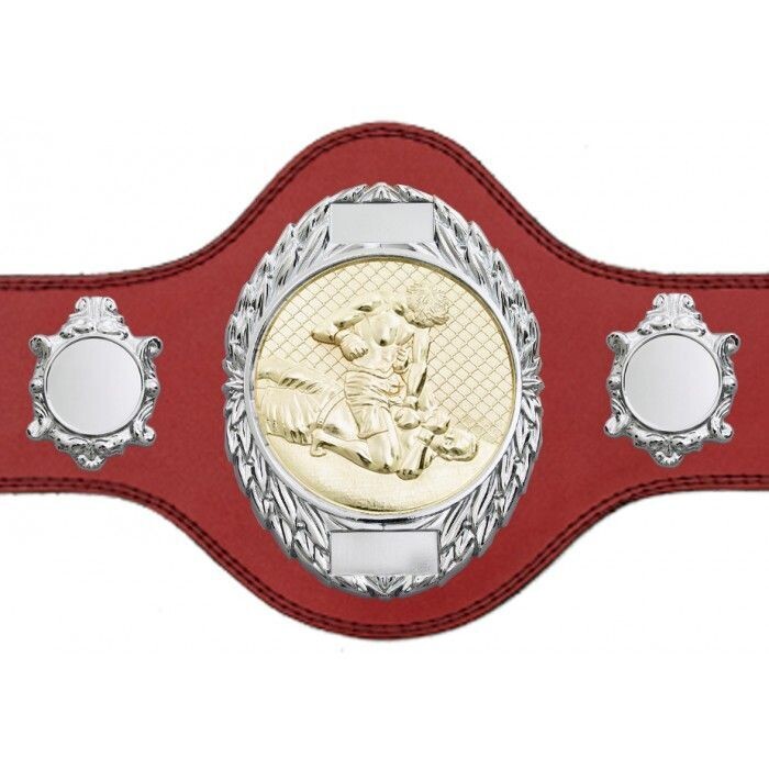 MMA Championship Belt Red  FULLY ENGRAVED (Printed side Logos FREE)