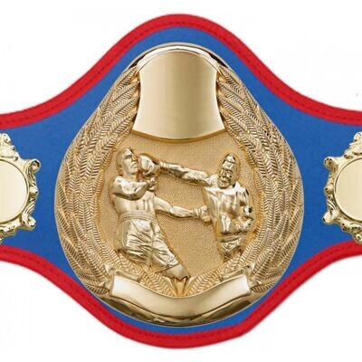 Boxing Championship Belt Pro Blue With Red Trim